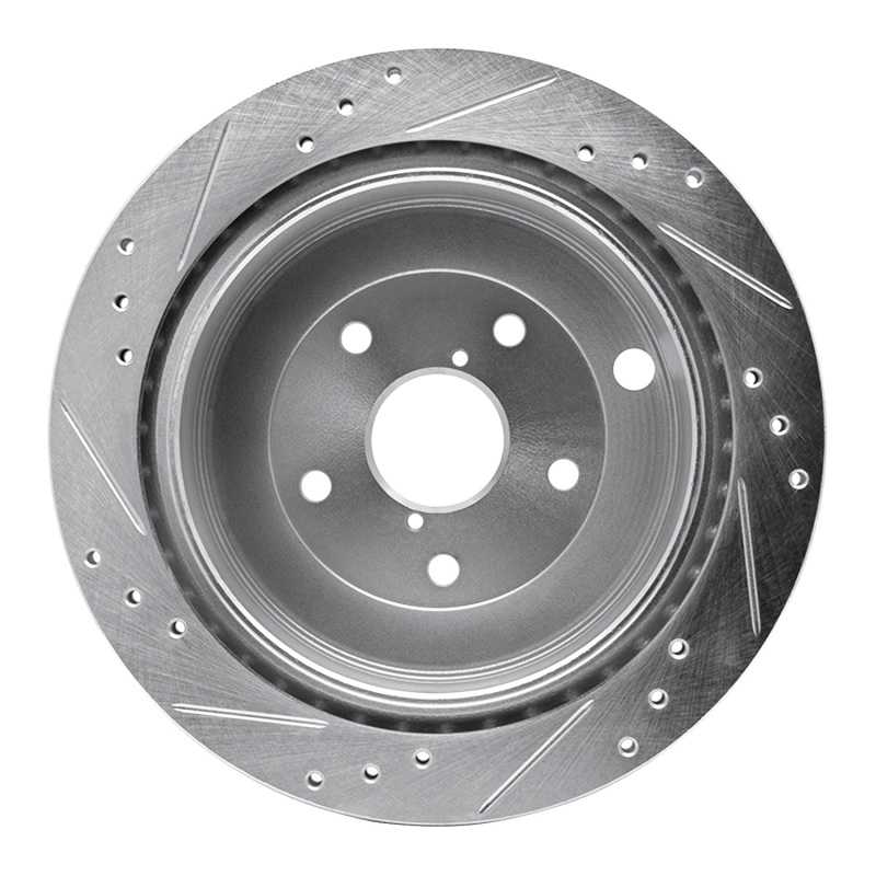 Subaru B9 Tribeca Brake Rotor (1) - Rear Right - R1 Concepts - Drilled & Slotted - Silver - `06-`14